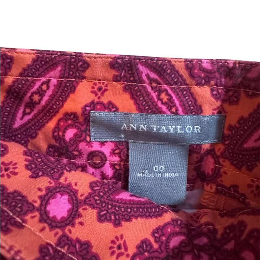 Ann Taylor Pink and Orange Patterned Pencil Skirt Size 00 - Picture 5 of 5